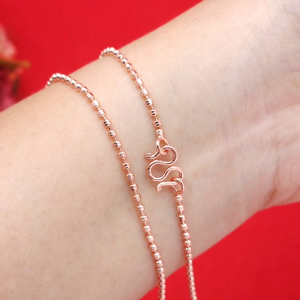 สร้อยคอนากลายไช่คู่ ความยาว 1820 นิ้ว เทียบเท่า 2 สลึง ชุบนาก พิ้งค์โกลด์ ดีไซน์น่ารัก แฟชั่น ดูดี