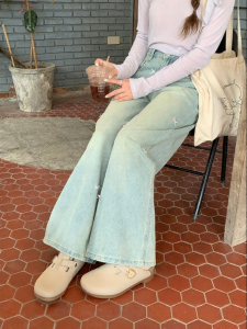 imimtuan | Quần Jeans Màu Sáng Thiết Kế Nơ