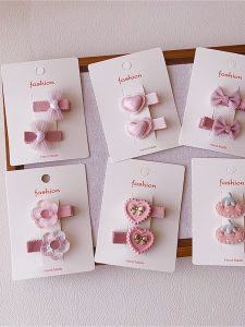 Handmade Childrens Hair Accessories Cute Girl Baby Bangs Hair Clips Pink Cartoon Hairpins Infant Hair Decorations