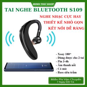 TAI NGHE BLUETOOTH S109 Tai Nghe Không Dây Kết Nối Bluetooth 5.0 Chống Ồn CHỈNH ÂM LƯỢNG THIẾT KẾ NHỎ GỌN
