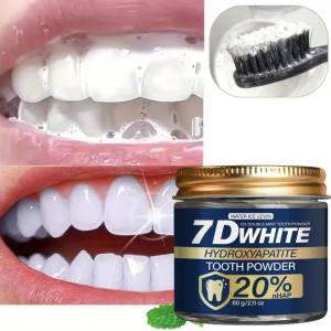 Bột Đánh Răng 7D White Hydroxyapatite Với Than Hoạt Tính & Bạc Hà 60g Làm Sạch Sâu Làm Trắng Hơi Thở Thơm Mát Chăm Sóc Răng Miệng Độ Dày Vừa Phải