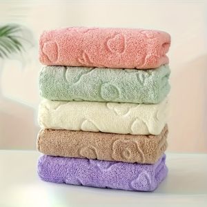 3pcs Adorable Cartoon Bear and Floral Embossed Towels Highly Absorbent Quick-Drying Towels Essential for Bathroom Home Decor