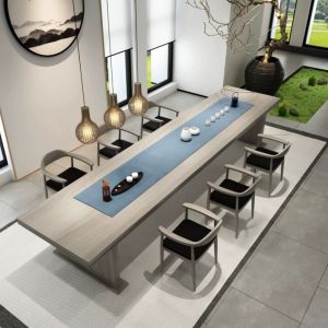 2024 New Modern Minimalist Large Board Office Desk And Chair Combination Multi-Functional Solid Wood Conference Table