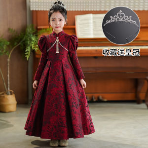 Princess Style Childrens Formal Dress Wedding Ceremony Piano Performance Host Girls Clothing Lightweight Luxury Chinese National Style
