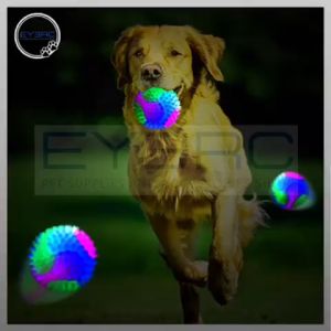 Pet Spiky Bouncing Silicone Tennis Ball with Light Interactive Fun Durable Material for Dogs Cats Playtime Enhancer