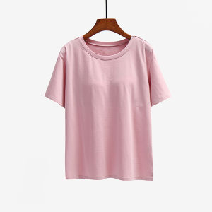 Pure Cotton Sleepwear Top with Chest Pad Loose Fit Short Sleeve Summer Thin Home Clothes round Neck Solid Color Womens T-shirt