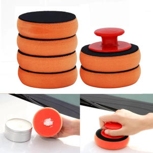 Car Wax Applicator Pads Set With Red Handle Soft Sponge Applicators Foam Wax Pad For Polishing And Cleaning Cars