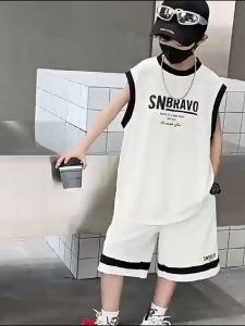 (18kg-50kg) Bộ quần áo trẻ em bộ đồ bé trai bộ quần áo 3 lỗ tanktop hè bé trai 18-50kg từ 6-16 tuổi set quần áo hè bé trai mẫu SN