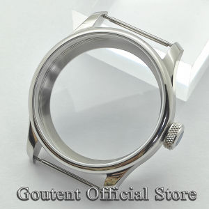 Goutent 40.6mm Polished Watch Case Sapphire Crystal Hand Winding Watch Housing Fit ETA6497 6498 ST3600 Mechanical Movement