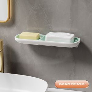 Waterproof Wall-Mounted Soap Dish No-Drill Premium Soap Holder Macaron Color Nordic Style Bathroom Organizer Soap Box