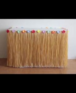 Straw Color Table Skirt For Tropical Hawaiian Party Decoration Summer Flamingo Theme Luau Party Birthday Wedding Decor Supplies
