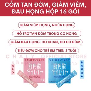 Cốm ngậm tan đờm giảm đau họng viêm họng vị ngon Ryukakusan Direct Stick 16 gói x 0.7g Nhật