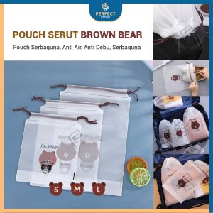 Travel Pouch Mini Broun Bag Organizer Tas Serut Waterproof Kecil Penyimpanan Sabun Makeup Kantong Serbaguna