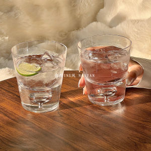 250ml Whiskey Pure Drink Cup Bar Beer Glass Brandy Alcohol Cup Thick Bottom Beverage Glass Ins Style Single Layer round Shape
