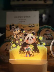 Fubao Giant Panda 3D Night Light Work ID Card Lucky Charm June Happiness Collectible Cartoon Anime Badge Stand Toy