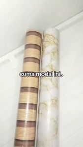 Wallpaper Dinding Marmer Lis Kuning Dasar Putih 7 s/d 8 meter X 45 cm