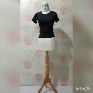 Kaos Crop Top Wanita Korea Ketat Polos Kekinian Instagramale COD