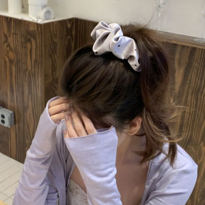 Korean High-End Satin Polka Dot Large Bow Hair Ties Womens Super Large Hair Bands Hair Accessories Hair Flowers round Hair