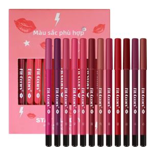 Bộ 12 Bút Kẻ Viền Môi Nhung Lì - Chống Thấm Nước Lâu Trôi Dễ Tán Màu Nude Dùng Để Tạo Đường Viền Môi