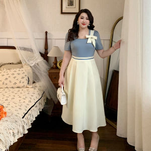 GLEC | French Style Elegance Bow Square Neck Dress