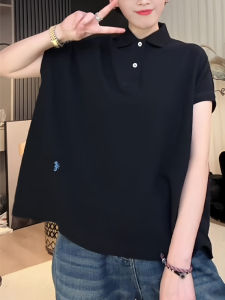 UYFY | Casual Stylish Loose Fit Classic Black Polo Neck Short Sleeve Top