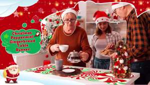 Christmas Table Runner Peppermint Gingerbread Red White Green Plaid Rustic Tablecloth Xmas Candy Cane Table Cover for Dining Home and Kitchen Decorations Winter Holiday Decor 37 x 13.5In