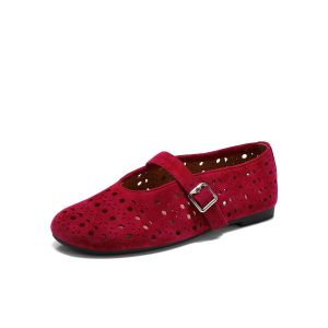 BELLE | Giày Mary Janes Da Đục Lỗ Đế Mềm