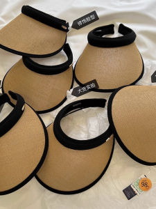 East Gate Large Brim Straw Woven Sun Protection Hat Casual Style UPF50 Empty Top Hat Face Slimming Summer Travel Cap for Women