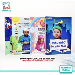Iqro Ngaji Anak Karakter 1 Sampai 6 Custom Nama dan Foto Sendiri Isi Iqro Warna Warni Milenial