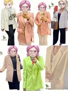 NEW [Ready Stock] KOREAN Fashionable Womens Slim Fit Long Blazer 4 Gold Metal Button Design OL Suit Coat Jacket Business