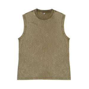 Áo Gile Nam Cotton Vintage Không Tay Kiểu Dáng Rộng Rãi Mùa Hè Phong Cách Đường Phố Màu Đen Cổ Tròn Màu Trơn Dùng Cho Thể Thao