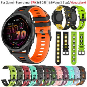 Sports Silicone 20 22mm Watch Strap For Garmin Venu 3 Sq 2 Band Forerunner 570 265 255 Music For Garmin Vivoactive 6 5 Bracelet
