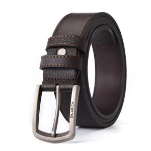 Mens Black Leather Belt for Jeans Simple Style Alloy Buckle Waist Belt Durable Soft Surface Two Layer Cowhide Belt