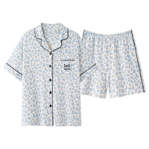 miiow | Pure Cotton Summer Lightweight Short Sleeve Sleepwear Set Loose Fit Home Clothes Cat Person MiiOW Sweet Cute Style Printed