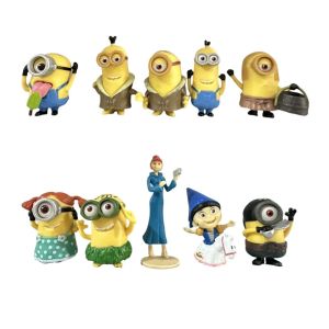 Takara Tomy | Kawaii Capsule toys 10Pcs/Set Despicable Miniones Kevin Bob 3D Eye Lucy Agnes Classic Action Figures Toys Xmas Gifts