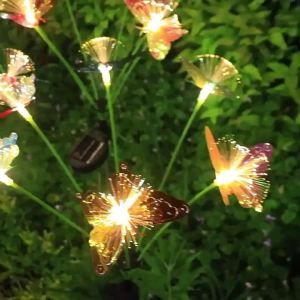 1PC 6 Đầu Đèn LED Năng Lượng Mặt Trời Sợi Quang Bướm Đèn Sân Vườn Ngoài Trời Chiếu Sáng Cảnh Quan Cho Con Đường Bãi Cỏ Sân Sân 2 Chế Độ