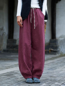 Cotton Linen Loose Casual Pants Womens Autumn New Style Zen Tai Chi Pants Retro Versatile Long Pants Draping Slimming