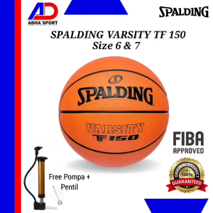Free Pompa + Pentil Bola Basket Spalding Varsity TF-150 / TF150 FIBA Approved Indoor Outdoor Basketball