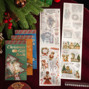 18 pcs/book Christmas PET Sticker Book Waterproof Material Scrapbooking Stickers Diary Planner Decoration Aesthetic Stationery