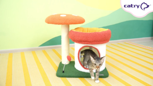 *NEW* Catry Cat Tree - Mushroom Haven (Mushroom Design Sisal Scratcher - Scratching Post + Cosy Cat House + Toy USA Brand)
