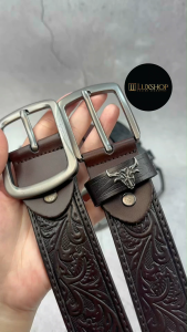 Rush Rider Cowide Leather Belt Men Corak Batik Casual Belt Genuine Tali Pinggang Kulit Asli Lelaki
