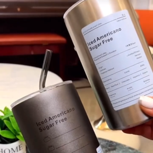 600ML Coffee Cup with Straw Stainless Steel Thermos Water Bottle Tumbler Vacuum Flask Multiple Cups