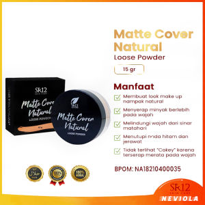 Matte Cover Natural Loose Powder SR12 Bedak Tabur Matte mengandung SPF Anti Air Tahan Lama