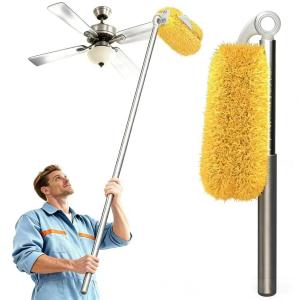 72.4" Retractable Long-Reach Telescoping Duster with Washable Microfiber Pad for High Ceiling Cobweb Ceiling Fan Cleaning