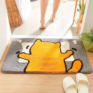 Kerry Dog Bathroom Mat Absorbent Flocking Floor Rug Bedroom Anti-Slip Pad Modern Machine Washable Rectangle Home Decor Mat