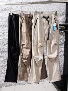 Outdoor Mens Casual Elastic Waist Work Pants Waterproof Tech Spring Summer Solid Color Long Trousers Versatile Youth Fashion