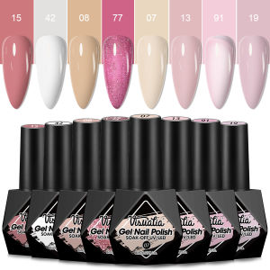 ชุดยาทาเล็บเจลสีกลมเงา 8 ชิ้น ลายเรขาคณิต ป้องกันการแพ้ ติดทนนาน ใช้กับหลอด UV/LED ไม่มีกลิ่น สีน้ำตาล แดง ชมพู หลายเฉด