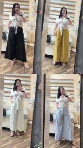 Size23-40 Plus Size High Waist Square Pants for Women Wide Leg  Stretchable waist Cropped pants Trousers for petite body