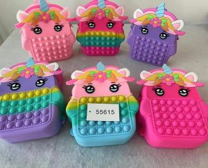 Pop It Fidget Toy Unicorn Backpack for Girls Boys Pop Backpack School Bag for Kids School Supplies