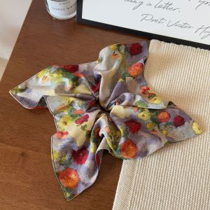 Retro Floral Hair Ties Scarves Bun Headbands Womens Fashion Hair Accessories Large Elastic Bands Handmade Crafted Fabric